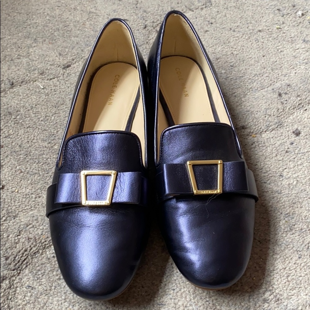 Barely worn navy metallic Cole Haan flats